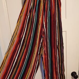 Free People Colorful Striped Wide Leg Pants Size Large